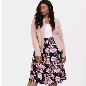 Torrid Floral Print Black Challis Midi Skirt Plus Size 4